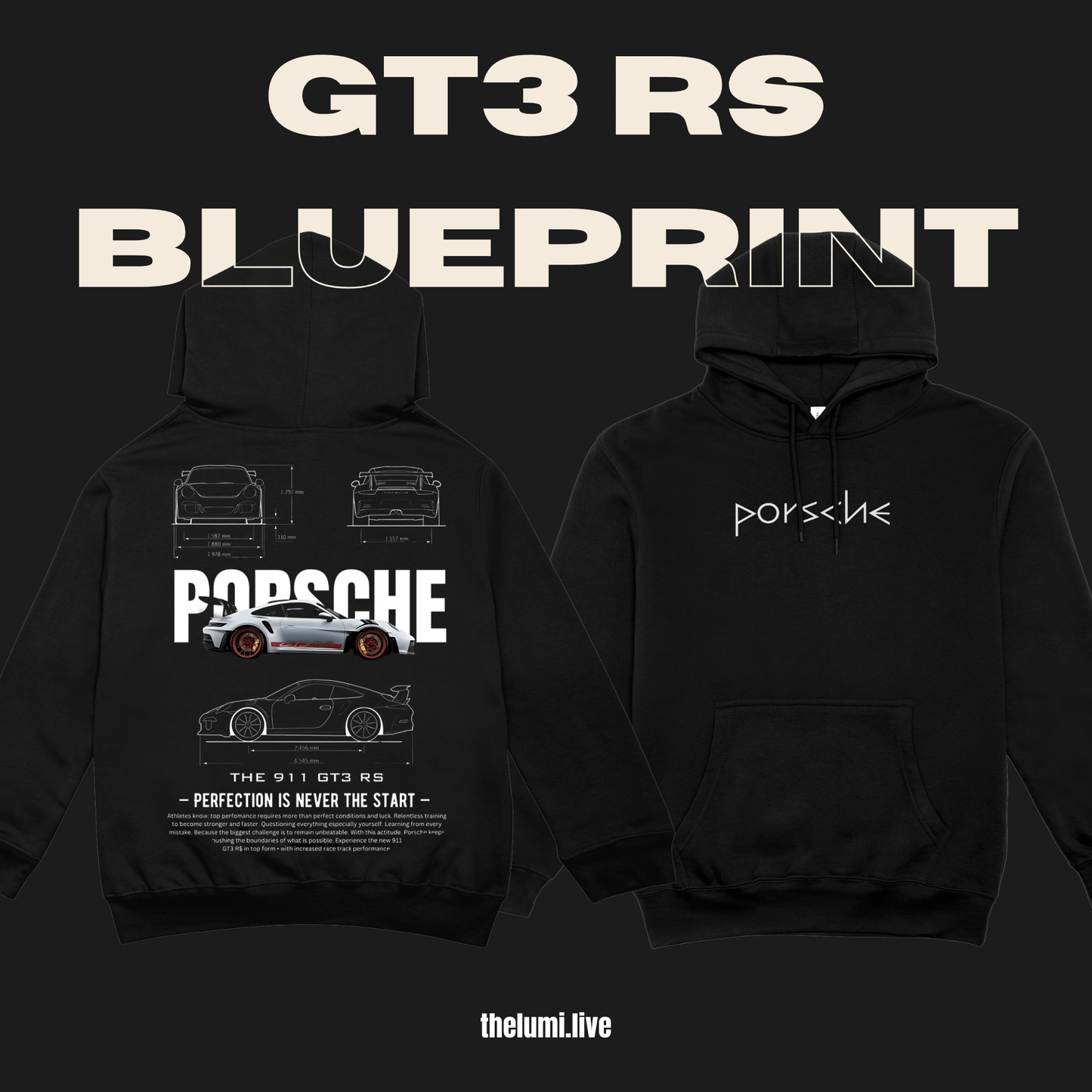 Porsche GT3 RS BluePrint Hoodie